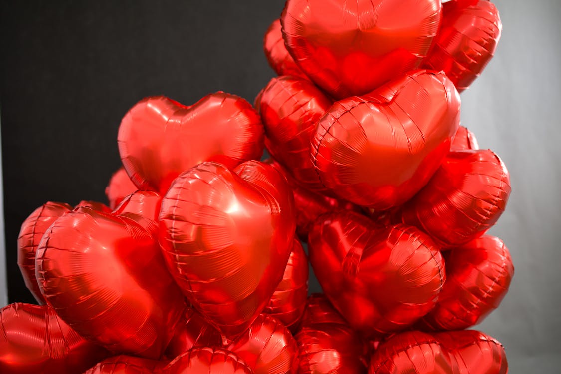 Close-Up Shot of Heart-Shaped Balloons