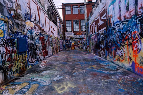 Graffiti Art on the Brick Walls of Graffiti Alley