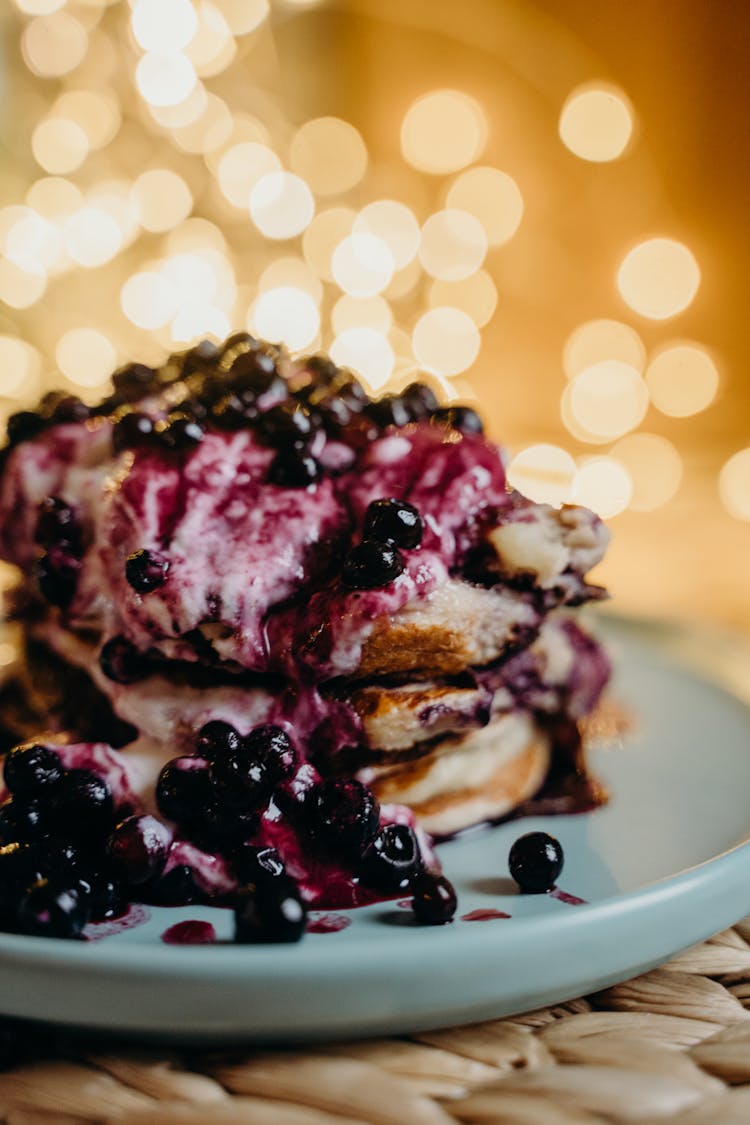 Pancakes With Blueberry Syrup