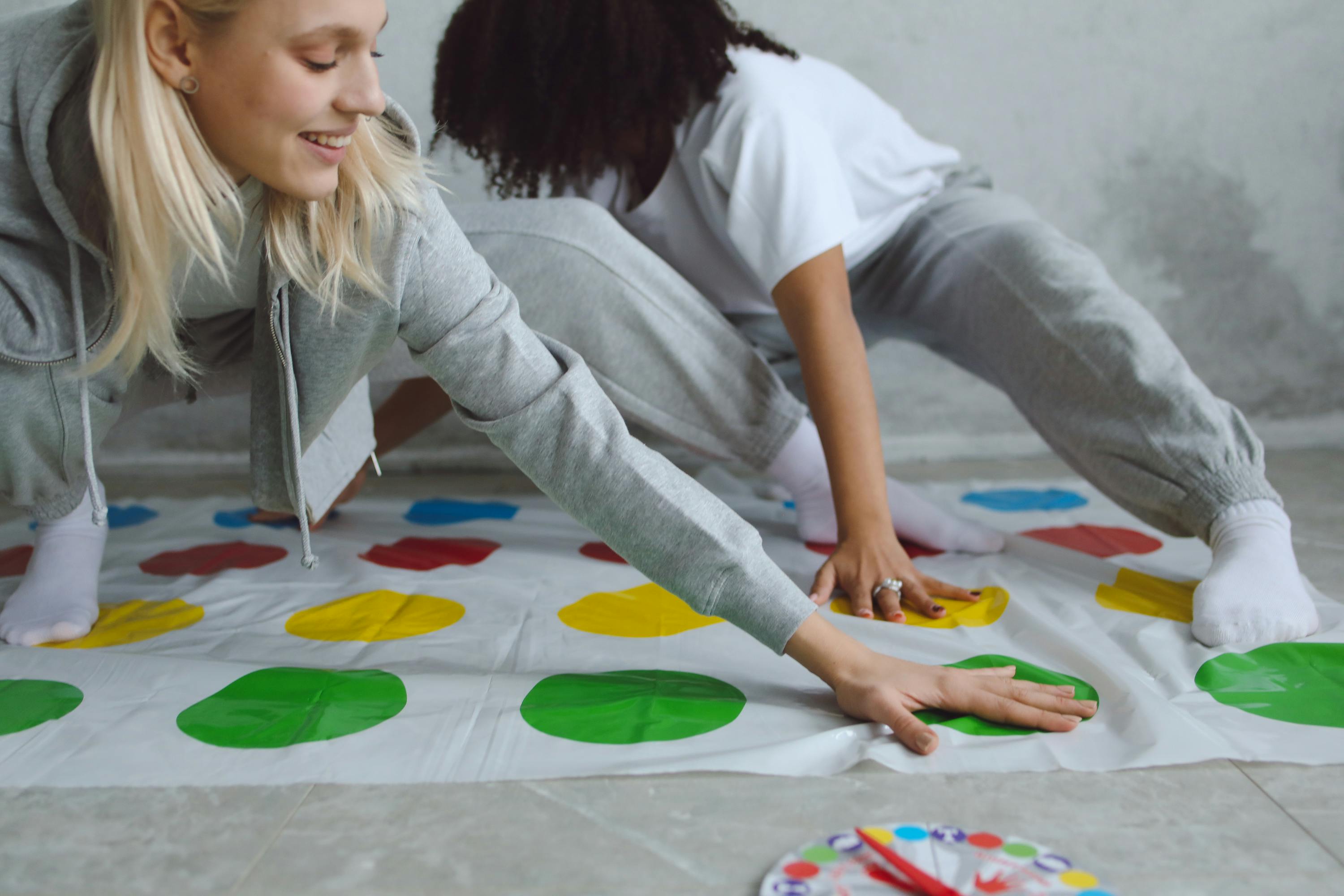 women playing a twister game