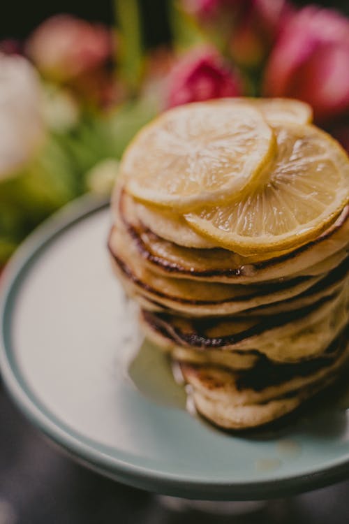Lemon Slices on Top of a Stack of Pancakes 