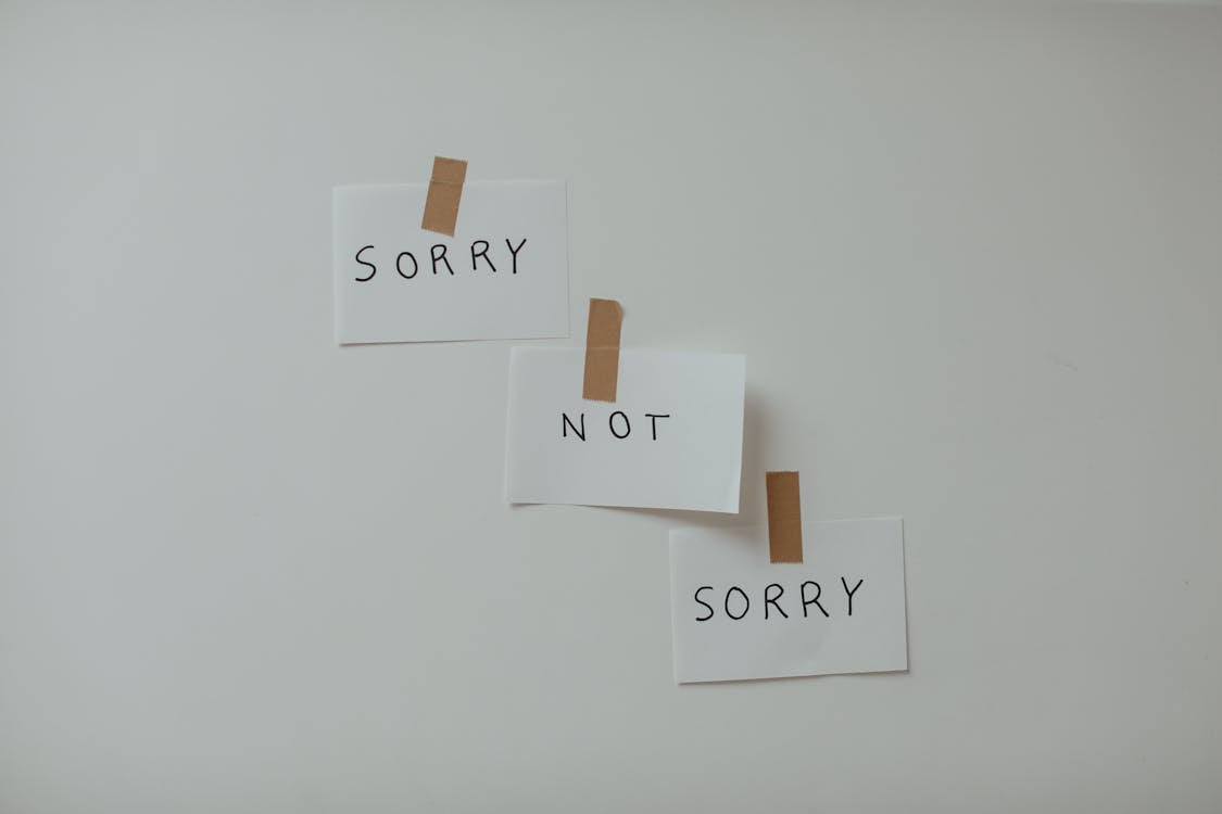 Free Not Sorry Words Stock Photo