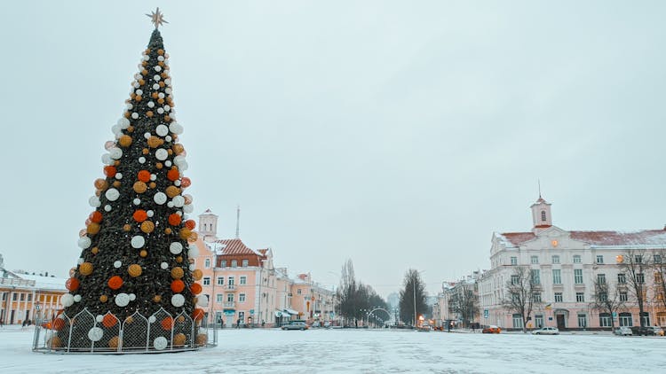 Big Christmas Tree On A City Square 