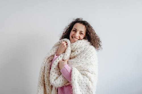 Smiling Woman with Blanket