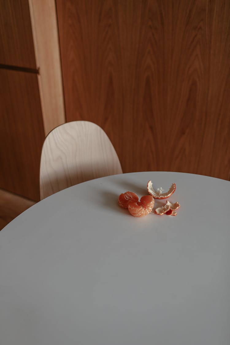 Peeled Tangerine On Table