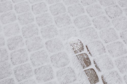 Close Up of Sidewalk Covered in Snow