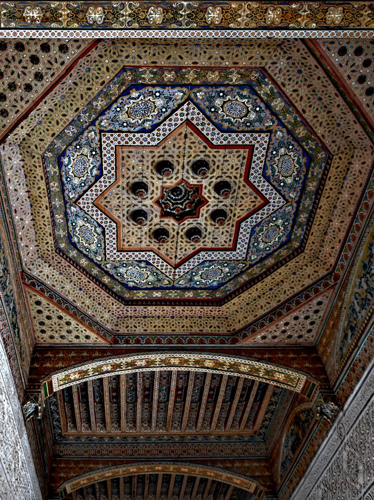 Bahia Palace Geometric Decoration Of Wooden Ceiling