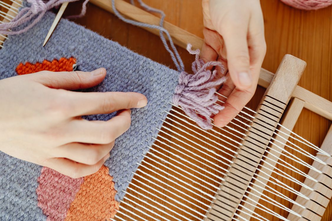 Weaving With Thread Person Weaving with Wool Threads · Free Stock Photo