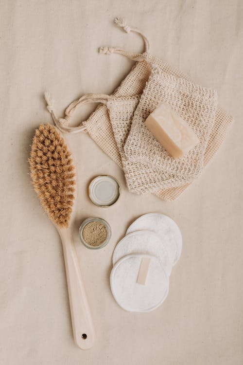 Free Dry Brush and Cotton Pads Stock Photo