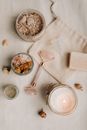 Pink Jade Roller Near Menstrual Cup