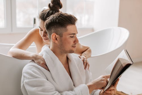 Free Woman Hugging Her Husband Stock Photo