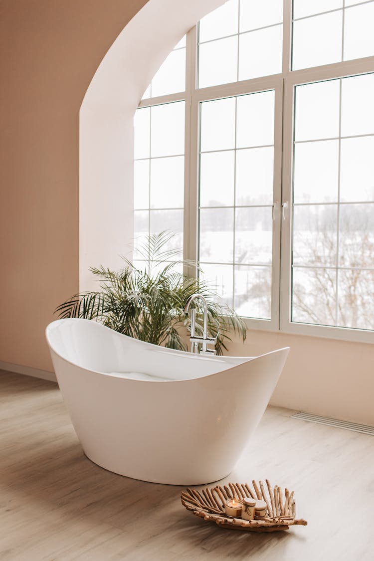 White Bathtub In The Bathroom