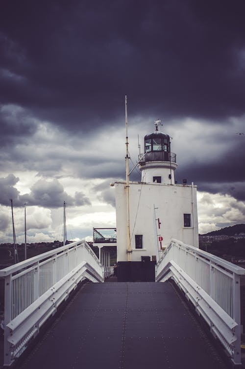 View of Cloudy Skies on Lighthouse