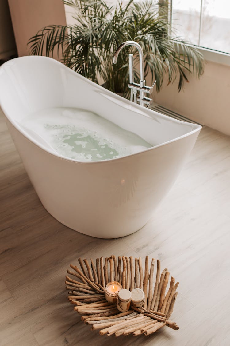 White Bathtub In The Bathroom