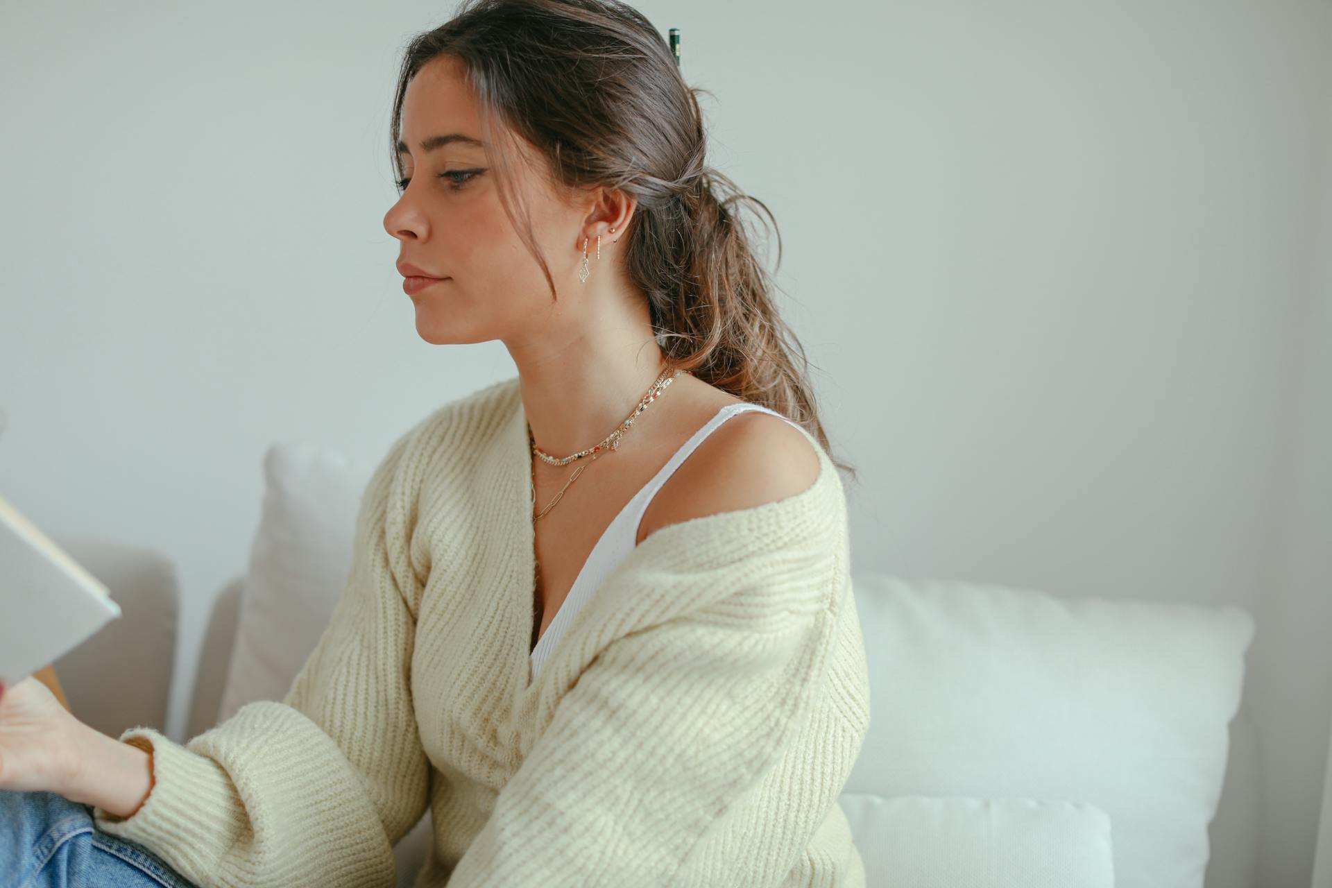 Beautiful Woman Wearing Cardigan