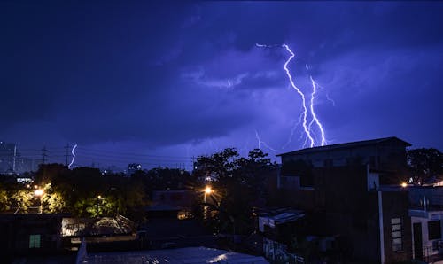 Photos gratuites de foudre, les villes, météo