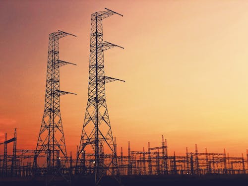 Free Power Plant at Sunset Stock Photo