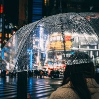Rain-lit night street — photo by WENCHENG JIANG on Pexels