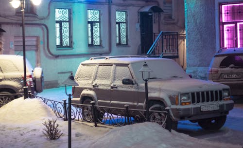 Free stock photo of machine, neon, snow covered