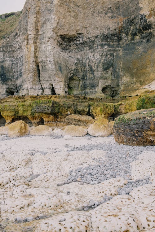 Free Cliff and Limestone Beach Landscape Stock Photo