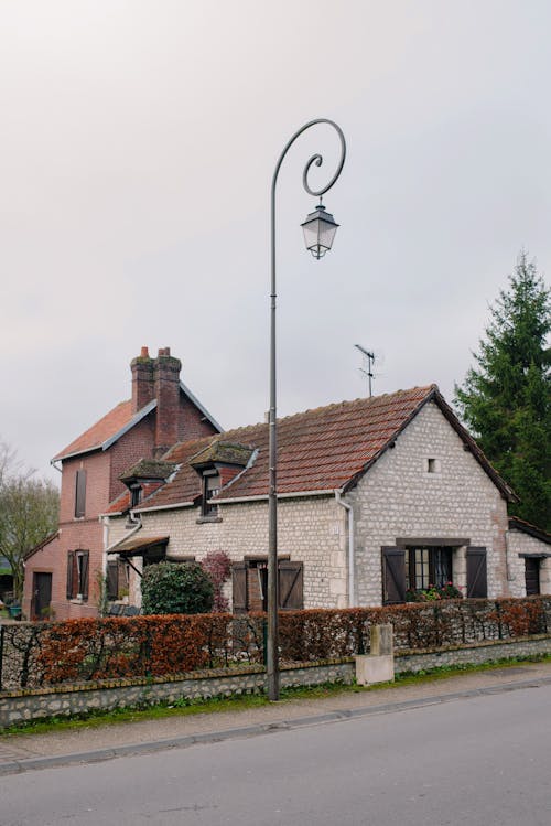 Residential White Brick House in a Rural Area 