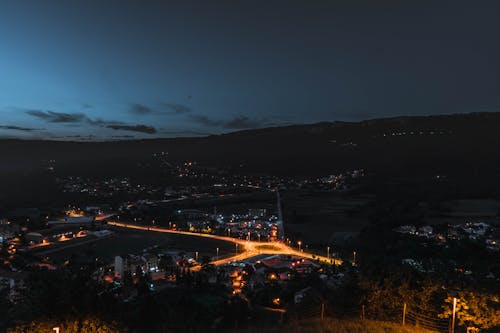 Illuminated Roundabout in City