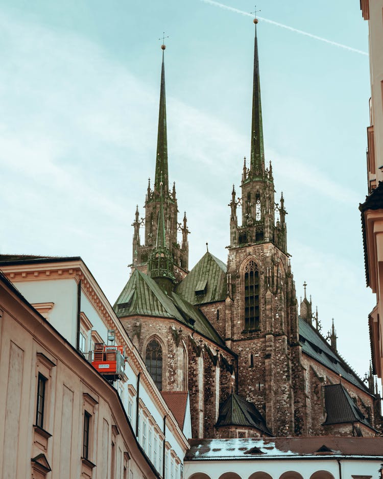 Gothic Spires Of Catholic Cathedral In Brno 