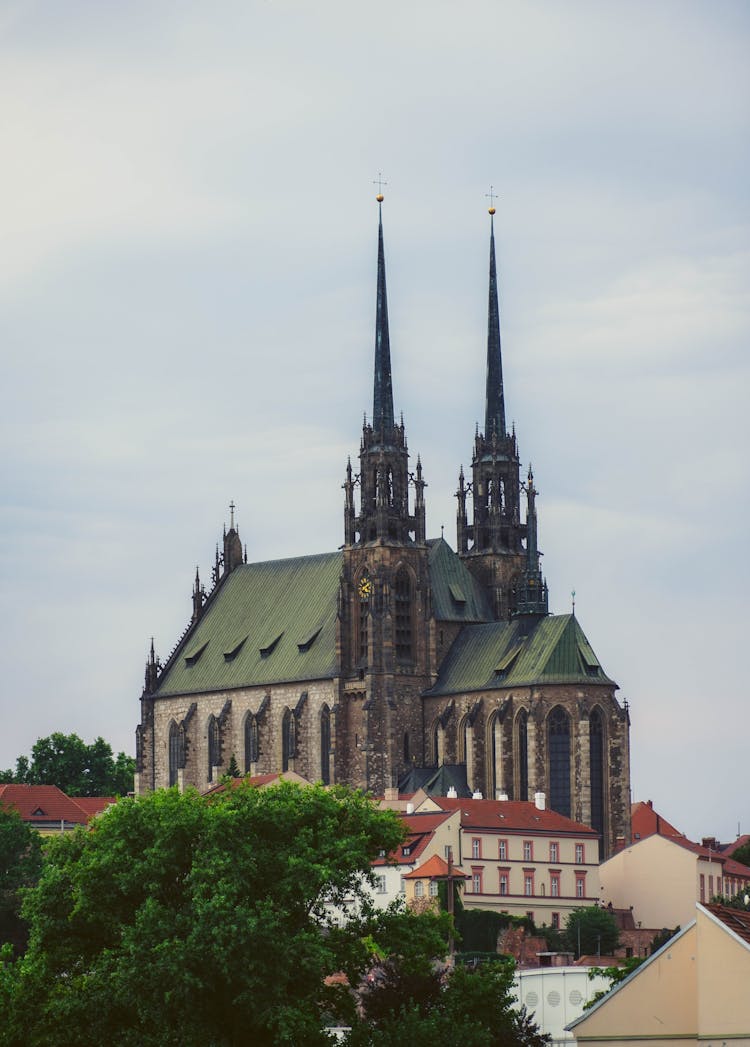 Ancient Gothic Cathedral On Sky Background