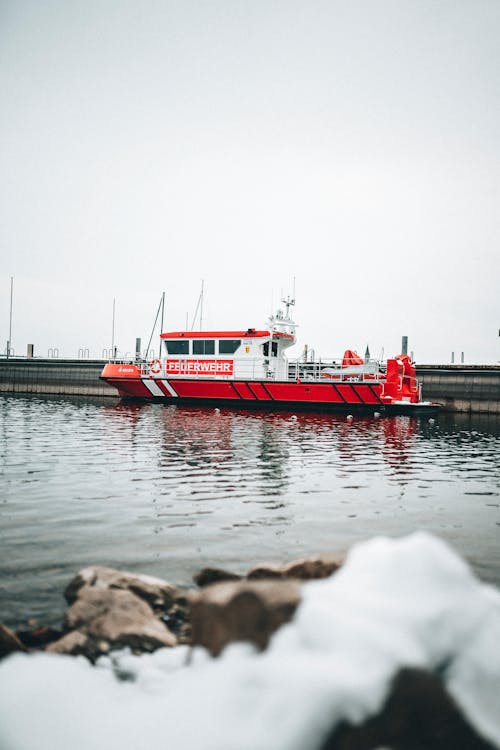 Red and White Ship on Sea