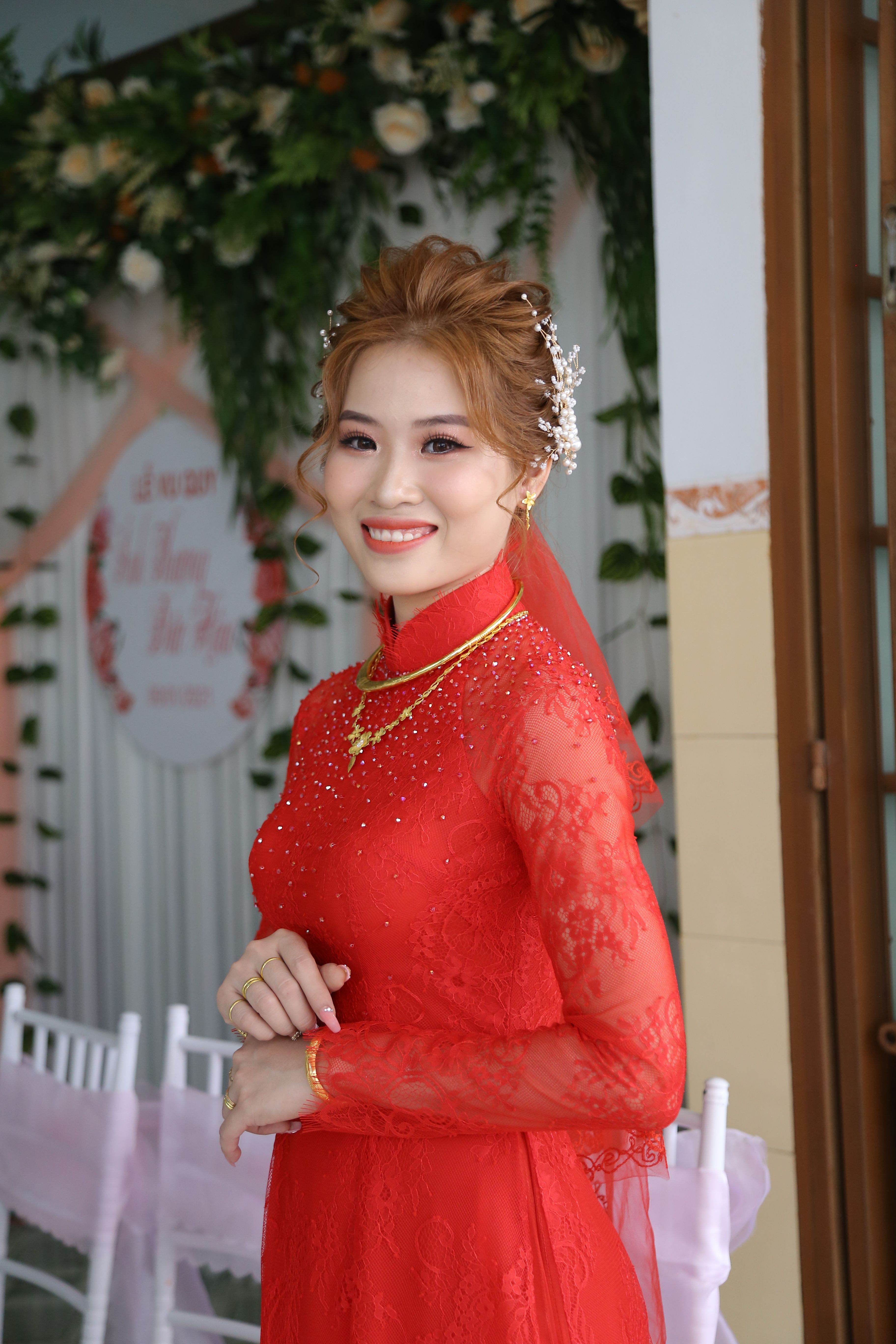 A Pretty Woman in Red Dress Smiling · Free Stock Photo