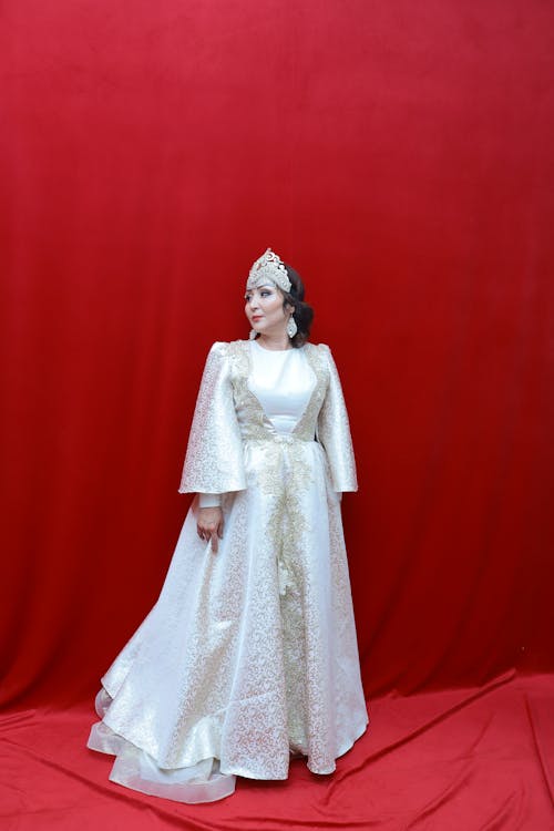 An Elegant Woman in White Dress
