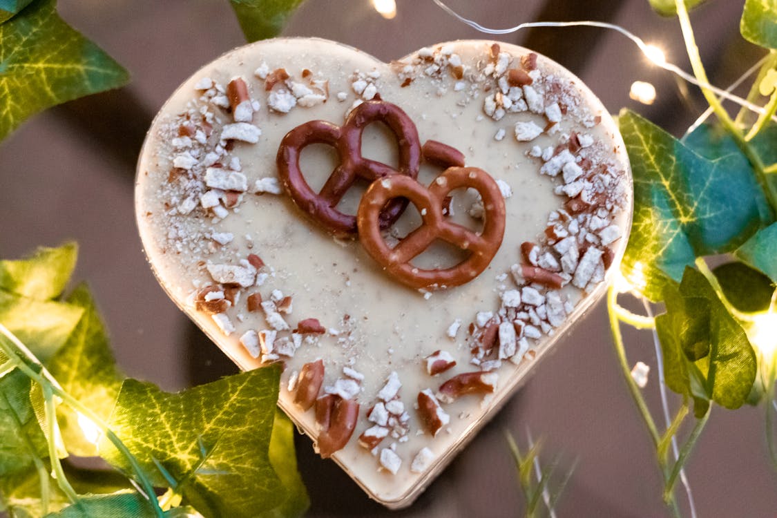 Chocolate Pretzels On A Heart Shaped Candy