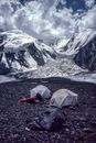 White Tent on Black Rocky Mountain