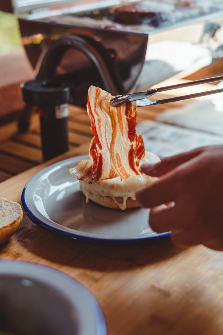 Fried Bacon And Slice Of Bread