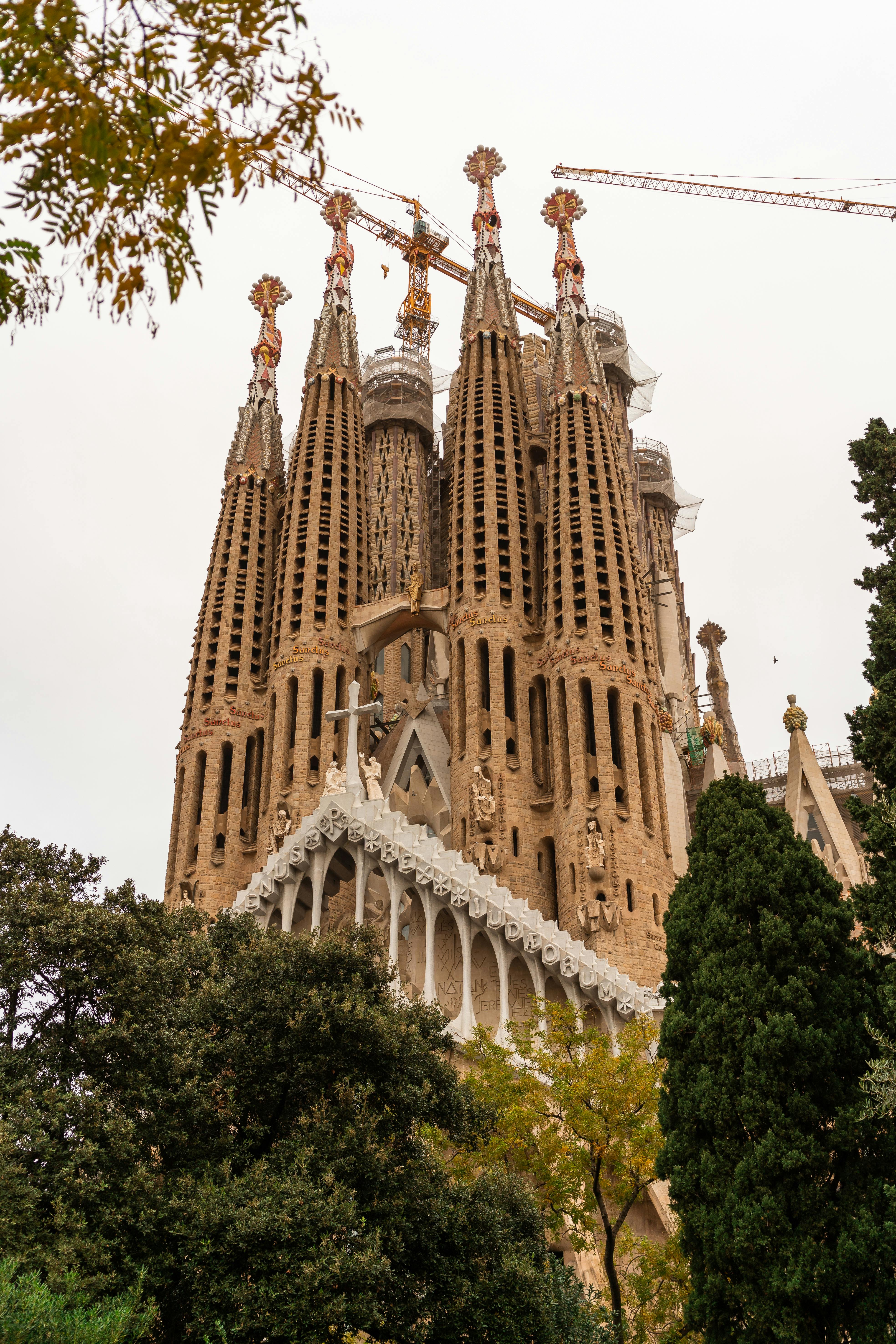 facade of sagrada familia church in city