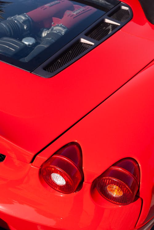 Close-Up Shot of a Red Sports Car