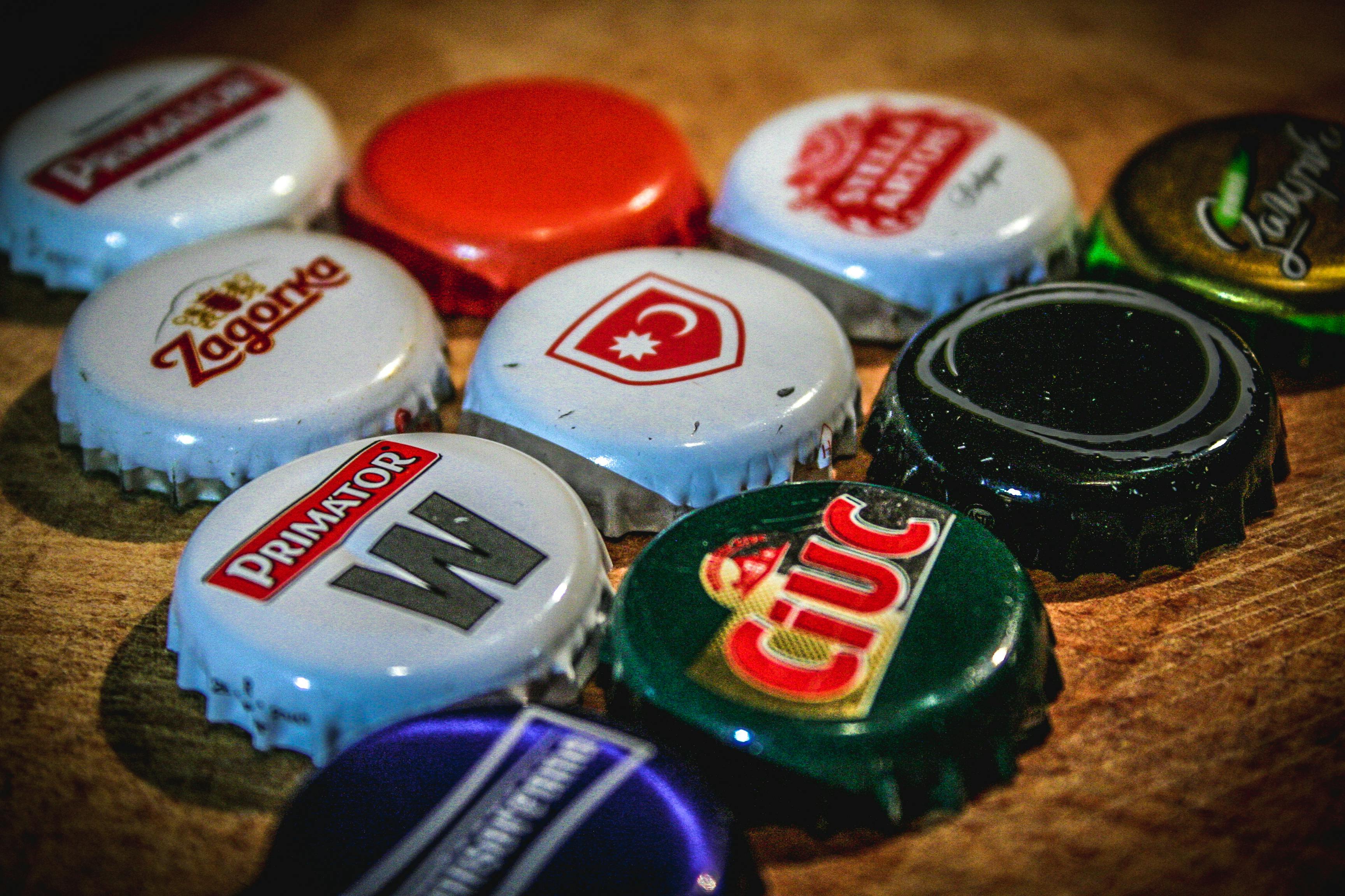 Free stock photo of beer bottle, beer caps, ciuc
