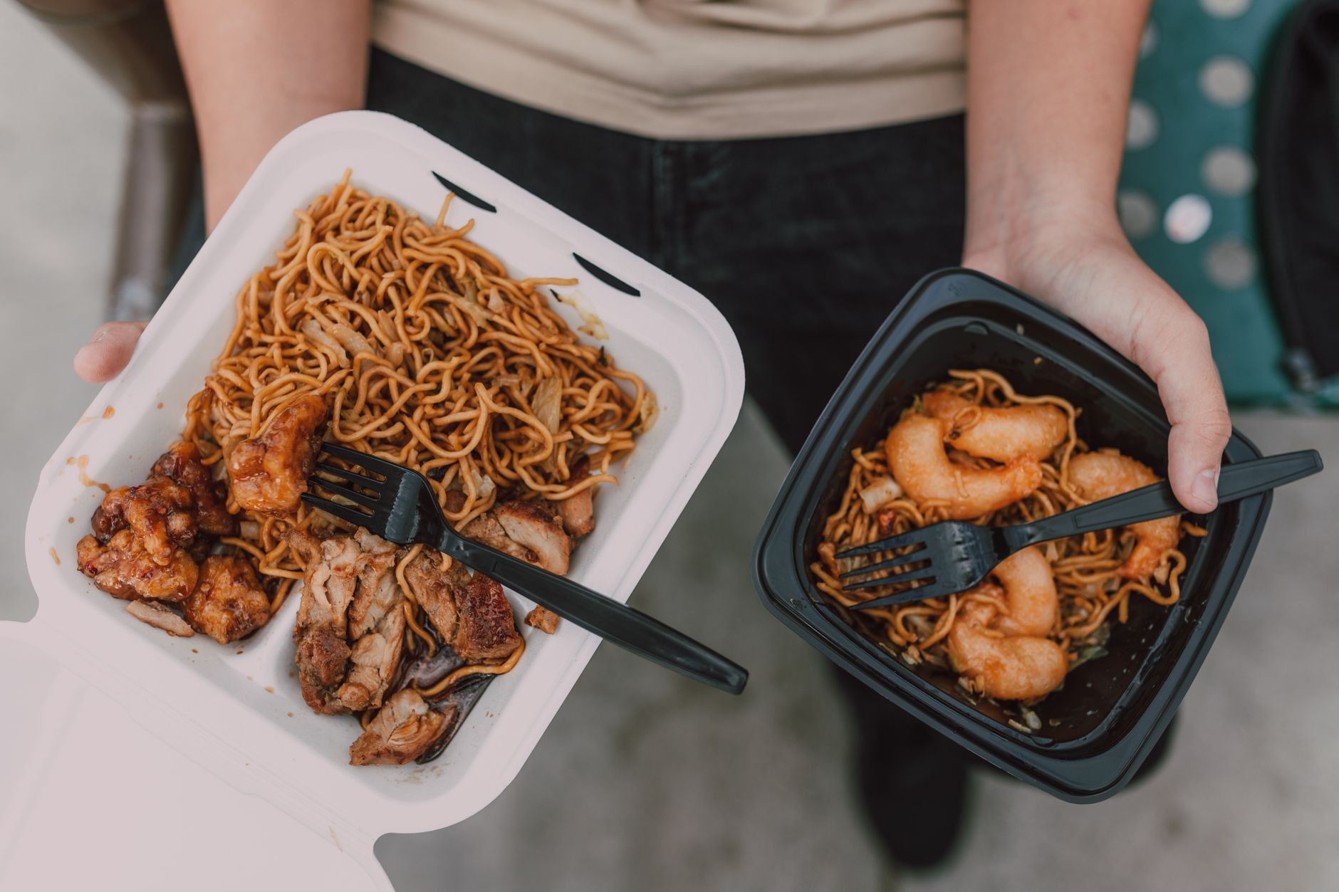 Panda Express Broccoli Beef and sides served on a plate
