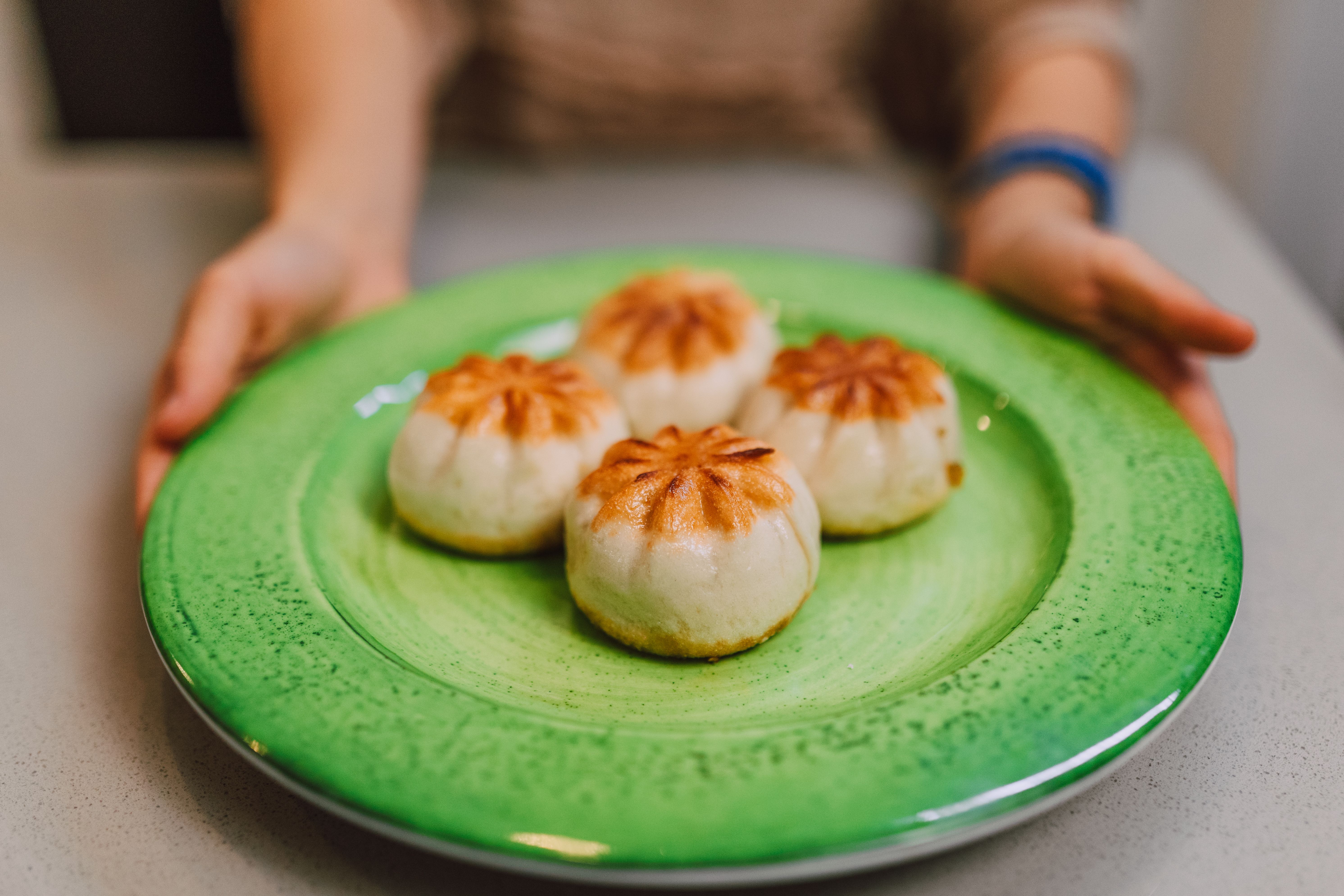 Sheet-Pan Dumplings with Quick Pickles