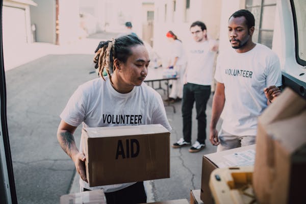 NGO volunteers collaborating