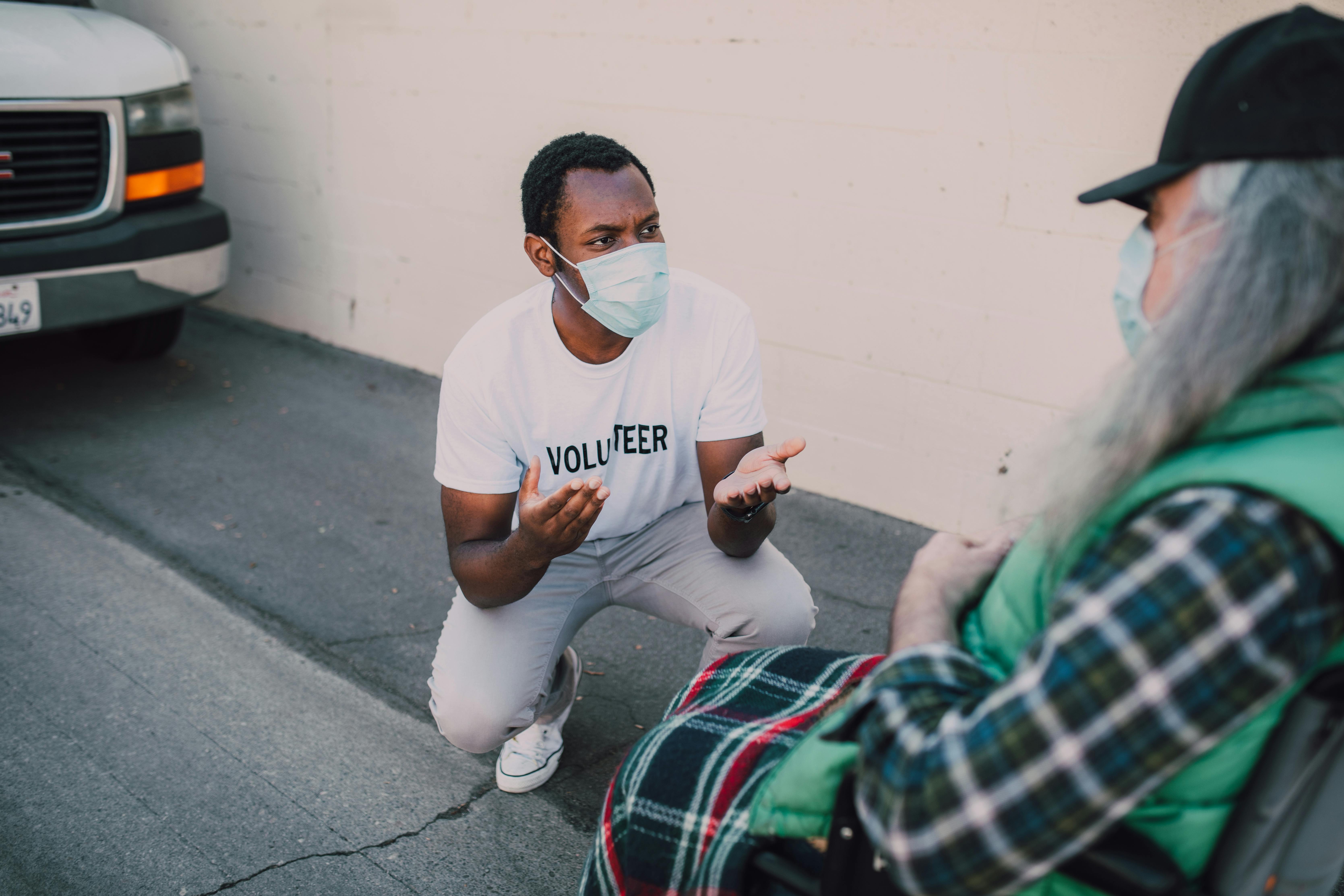 a man talking to a person