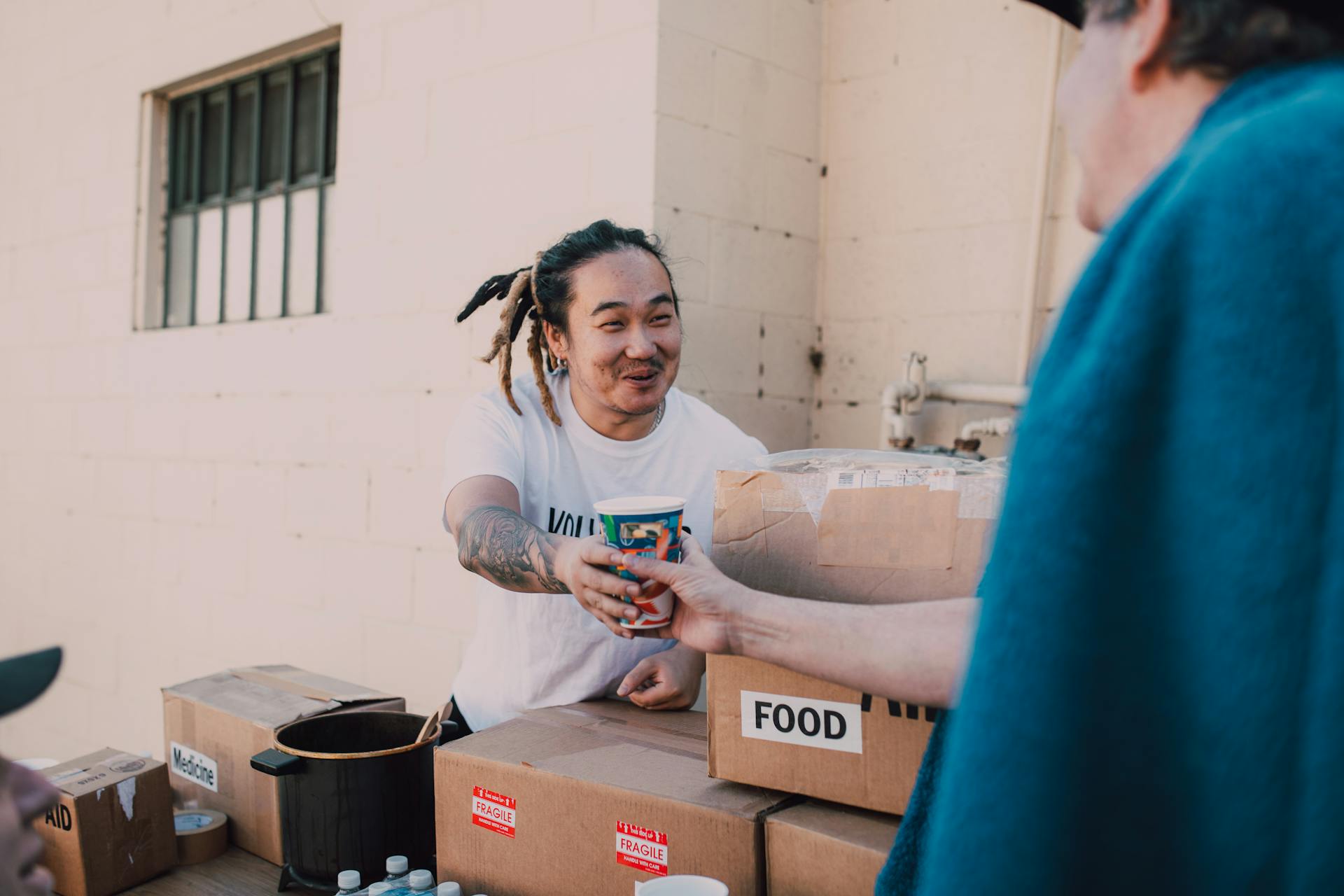 A Man Donating a Good