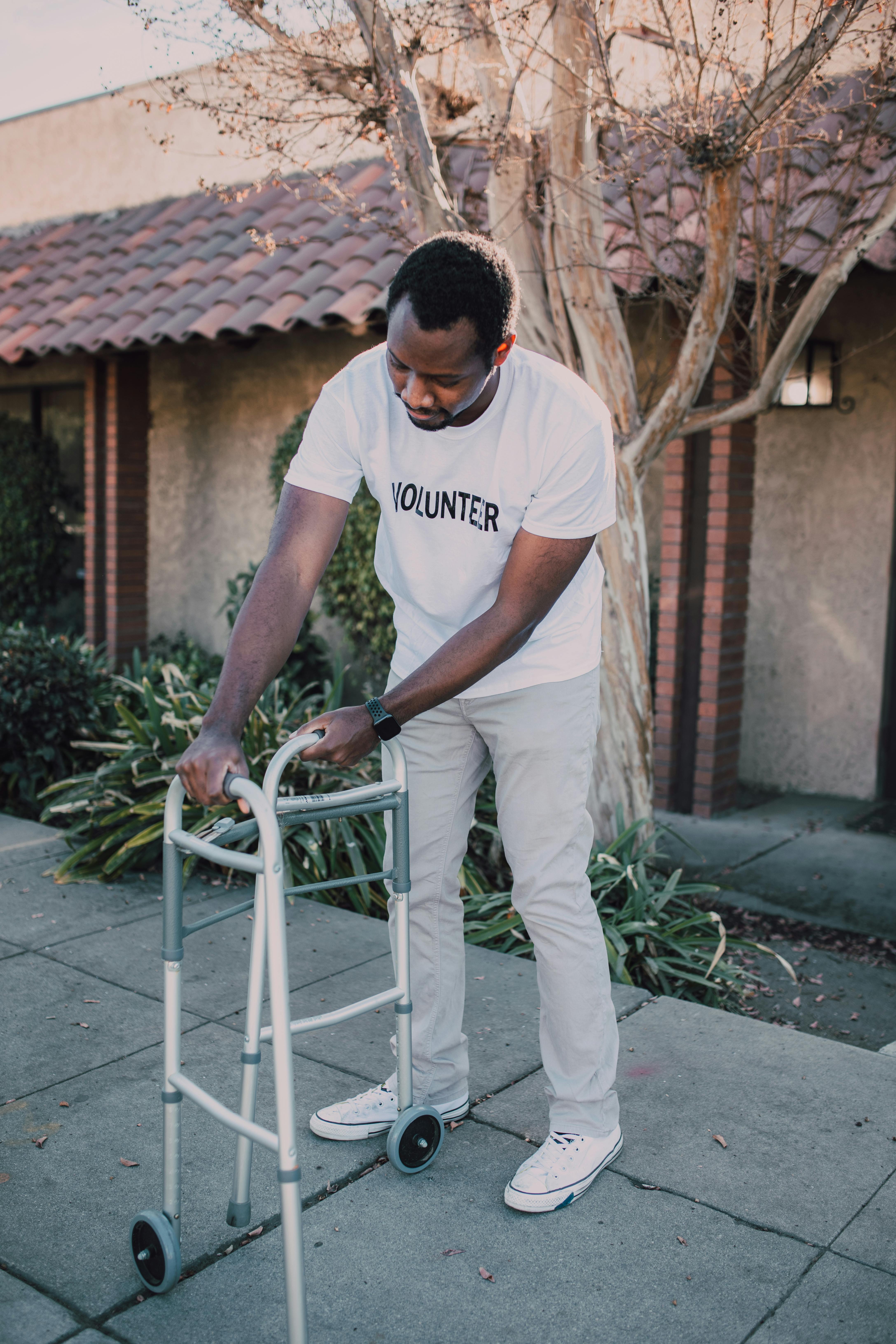 man preparing the walker