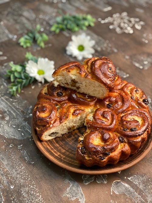 Free Raisin Bread on a Plate Stock Photo