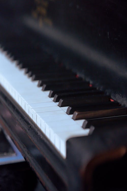 Black wooden piano for playing classical music