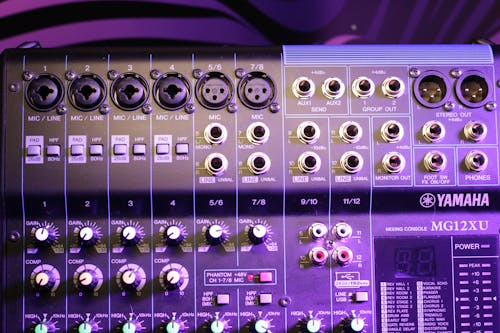 Free Purple Toned Photo of an Audio Mixer Stock Photo