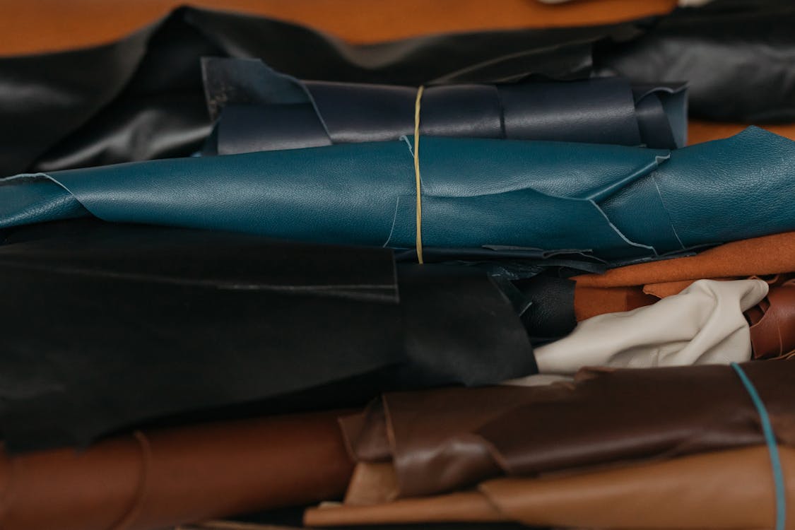Free Leather Textiles in Rolls Stock Photo
