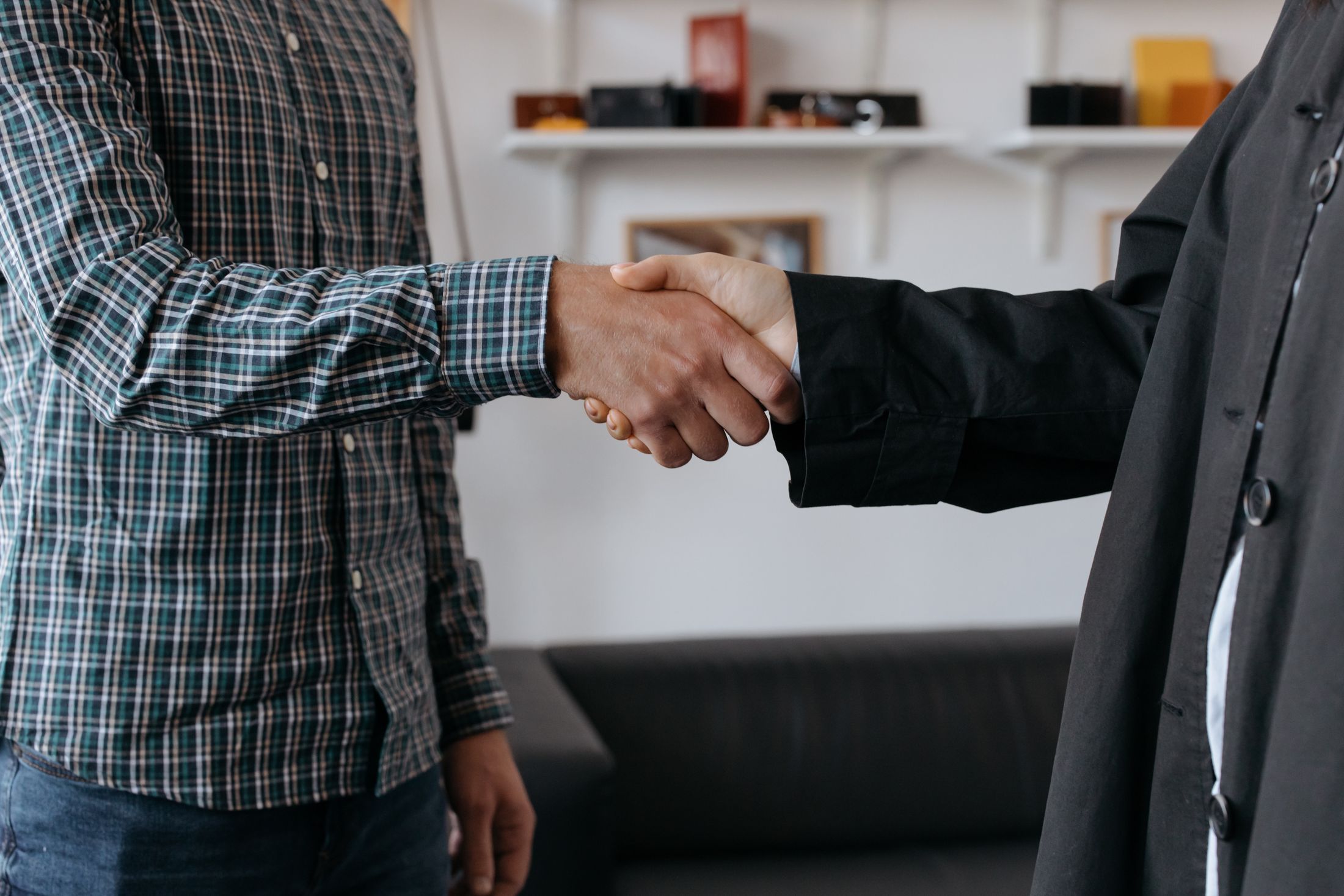 Professional business partnership handshake
