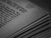 Black and White Photo of a Book Page