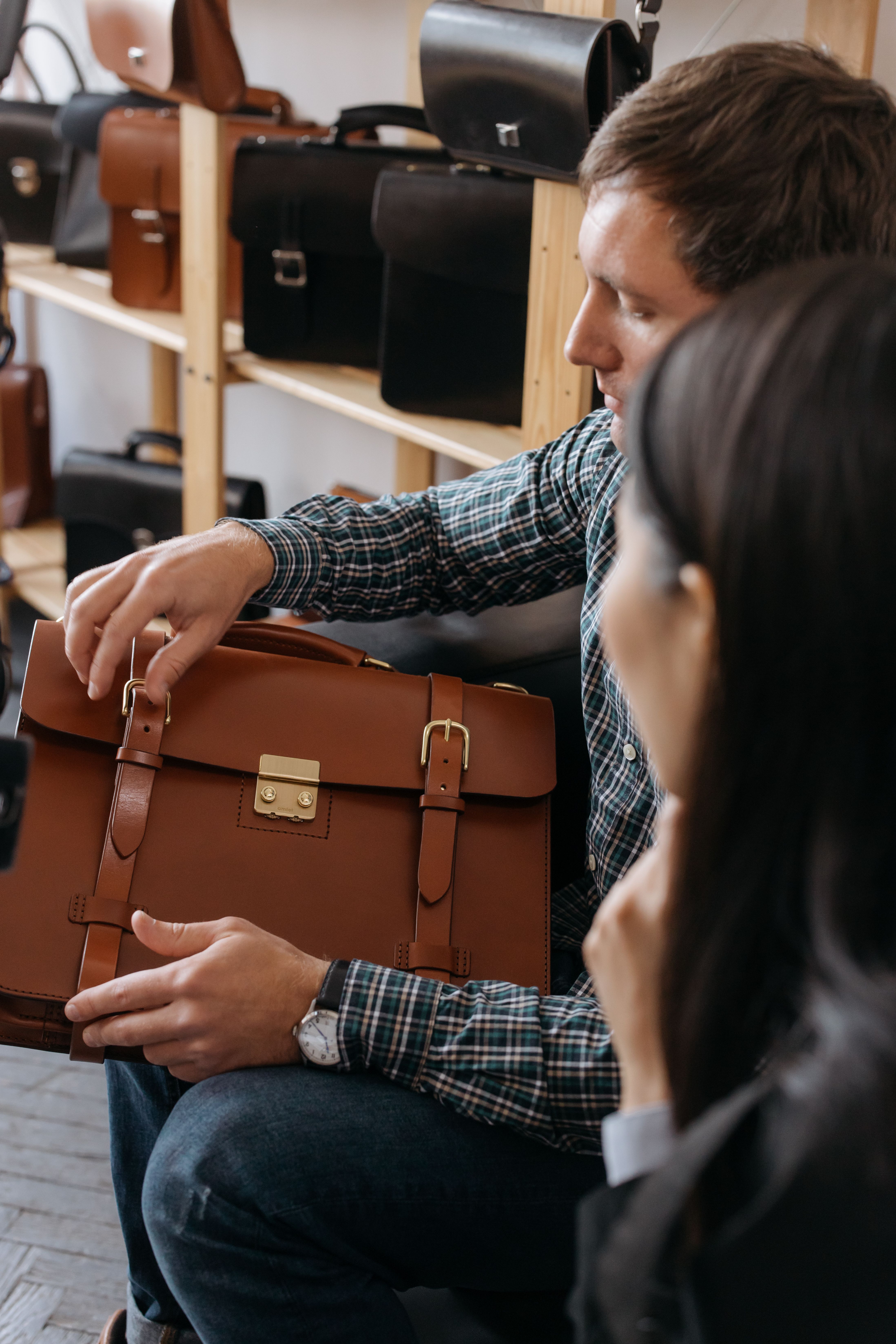 Leather Duffle Bag - Mens Leather Wear